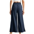 thumbnail image 4 of Wyobmus Wide Leg Pants for Women Side Slits High Waisted Drwastring Sweatpants Comfy Lounge Palazzo Pants With Pockets A-Blue, 4 of 7