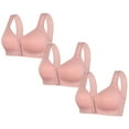thumbnail image 2 of CFLVAEK 3 Piece Bras for Women Plus Size Front Closing Everyday Bras for Senior Women Comfort Full Coverage Push Up Bralette for Big Bust Pink XXXL, 2 of 3