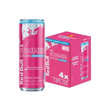 Red Bull Summer Edition Sugarfree Energy Drink,  White Peach,  12 fl. oz.,  Pack of 4 cans