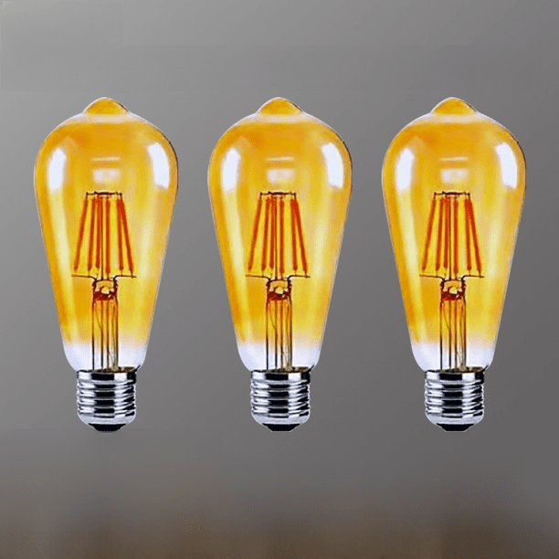 Bombilla Edison ST64, lámpara de filamento, bombilla LED, retro nostálgica, E27, luz blanca cálida amarilla, lámpara de filamento de tungsteno de imitación, 4 W, 6 W