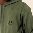 thumbnail image 5 of Dalix Smile Face Embroidered Fleece Hoodie Mineral Wash Long Sleeve Sweatshirt Mens in Olive S Small, 5 of 5