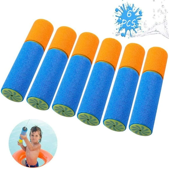Water spray gun, mini foam water gun spray gun water syringe 6pcs (blue orange)