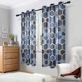 thumbnail image 2 of Yayeee Window Curtains Light Filtering 63"x52" Grommet Panel Pair Home Living Room Decor, Blue Hexagon Pattern, 2 of 7