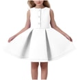 thumbnail image 1 of Floleo Robe Sans Manches à Volants pour Filles, Col Rond en Dentelle, Jupes Décontractées d'Été, Activités de Lecture, Ajustement Confortable, Robe d'Été pour Enfants (Blanc, 9-12 Mois), 1 of 6