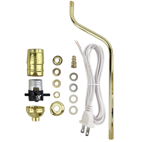 National Artcraft Lamp Making Kit | Includes Socket | Cord | Hardware | 14" Offset Figurine Pipe | for 10-11" Figurine