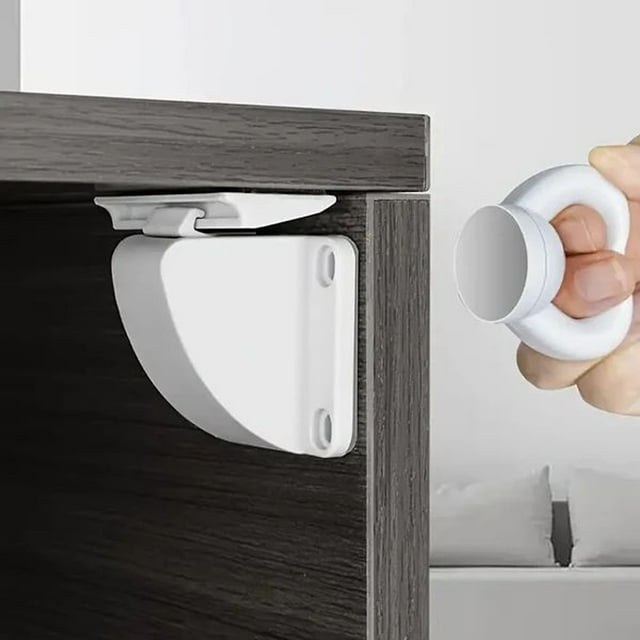 Xihbxyly Cerradura Magnética para Cajón, Instalación Sin Perforaciones, Diseño con Adhesivo Oculto, Cierre Seguro para Gabinete, Resistencia Ajustable, Fácil Instalación, Seguridad para El Hogar, Coc