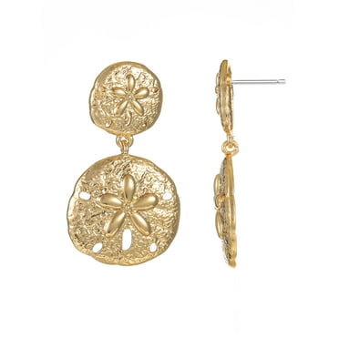 Time and Tru Goldtone Sand Dollar Earrings, 1 Pair