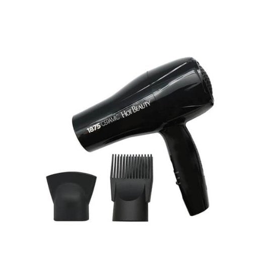 Hot Beauty 1875 Ceramic Styler Hair Styling Blow Dryer 2 Attachments Included Lightweight and Fast Dry Multi Heat Speed Setting Perfect Size for Home or Travel