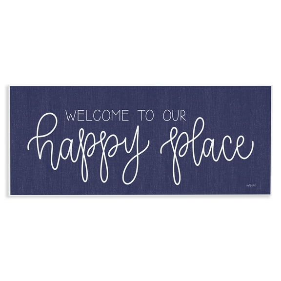 Stupell Industries Welcome Happy Place Typography Painting Unframed Art Print Wall Art, 17 x 7