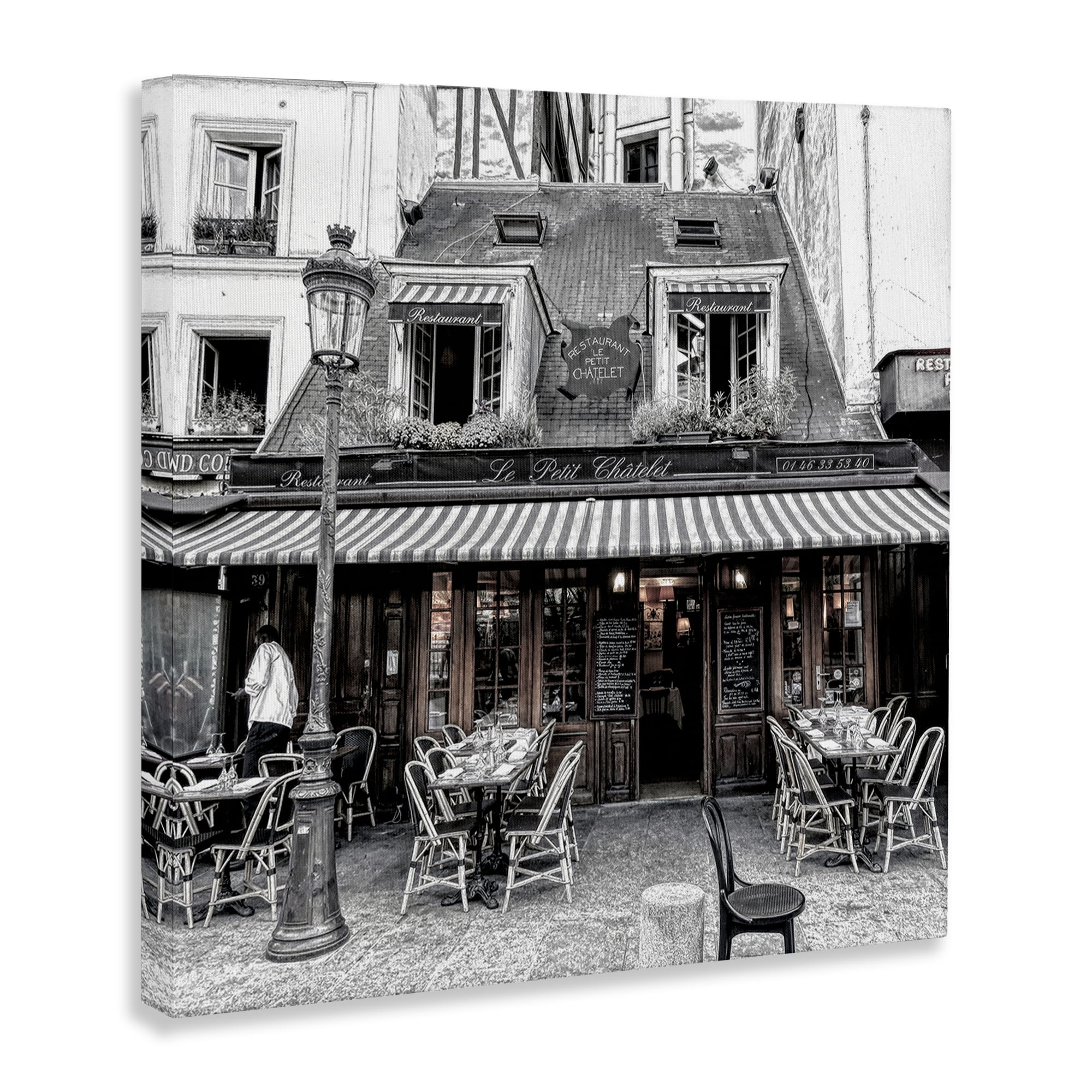 Stupell Industries Sidewalk Café Bistro Buildings & Architecture Photography Wrapped Canvas Art Print Wall Art, 24 x 24