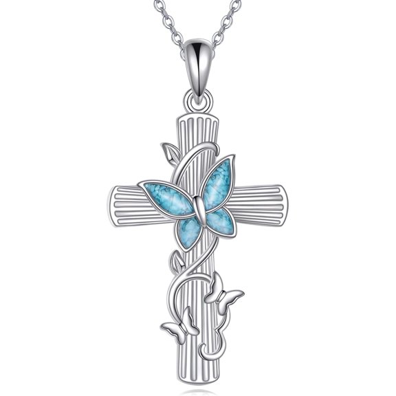 Cross Necklace for Women 925 Sterling Silver Sunflower/Cardinal/Butterfly Cross Pendant Jewelry Gift for Women