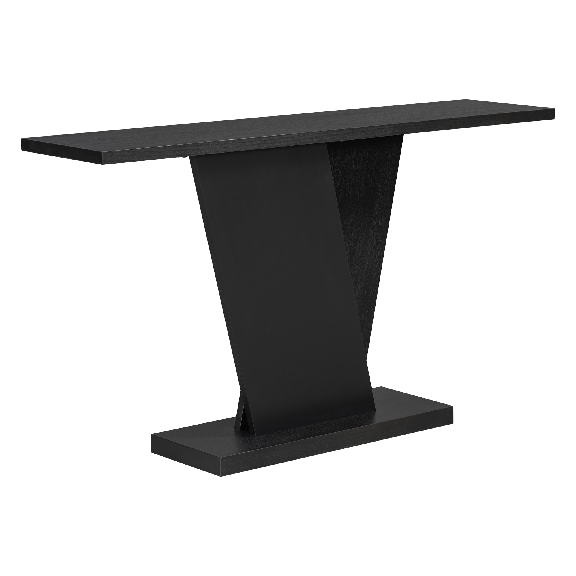 EUROCO 59.8" Console Table with V-Base Design,Wooden Entryway Sofa Table, Unique Long Accent Hallway Table for Living Room,Black