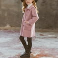 thumbnail image 3 of BFHHYA Girls' Wool-Blend Trench Coat Single-Breasted Lapel Collar Jacket Raglan Sleeve Mid-Length Pea Coat Casual Winter Outerwear (4-14Y), 3 of 9