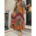 thumbnail image 1 of Tralilbee Robe de Soirée Élégante pour Femmes Mode Col Carré Décontracté Dos Nu Robe Moulante Manches Longues Imprimée Robe de Plage Style Long, 1 of 5