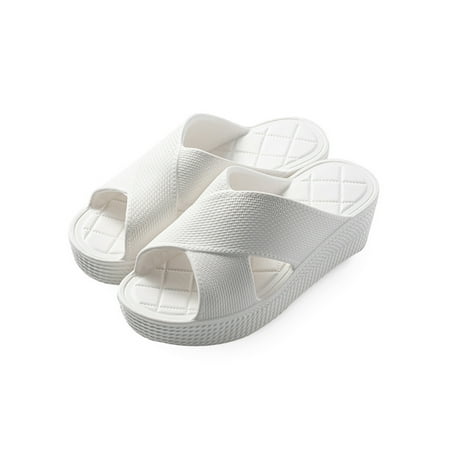 

Ritualay Women Sandals Summer Slides Slip On Beach Shoe Non-Slip Lightweight Slippers Walking Indoor Outdoor Wedge Casual Shoes White 7
