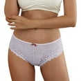 thumbnail image 2 of CALAFEBILA Lace Brief Solid Summer Mother's Day Bowknot MId-Waist Quick-Drying Sleepwear for Women, 2 of 9