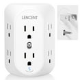 thumbnail image 1 of LENCENT 2 Prong Power Strip, 3 to 2 Prong Grounding Outlet Adapter, Polarized Plug, Surge Protector, 3-Sided 6 Outlet Widely Spaced Extender, Mountable Wall tap for Non-Grounded Outlets, 1 of 15