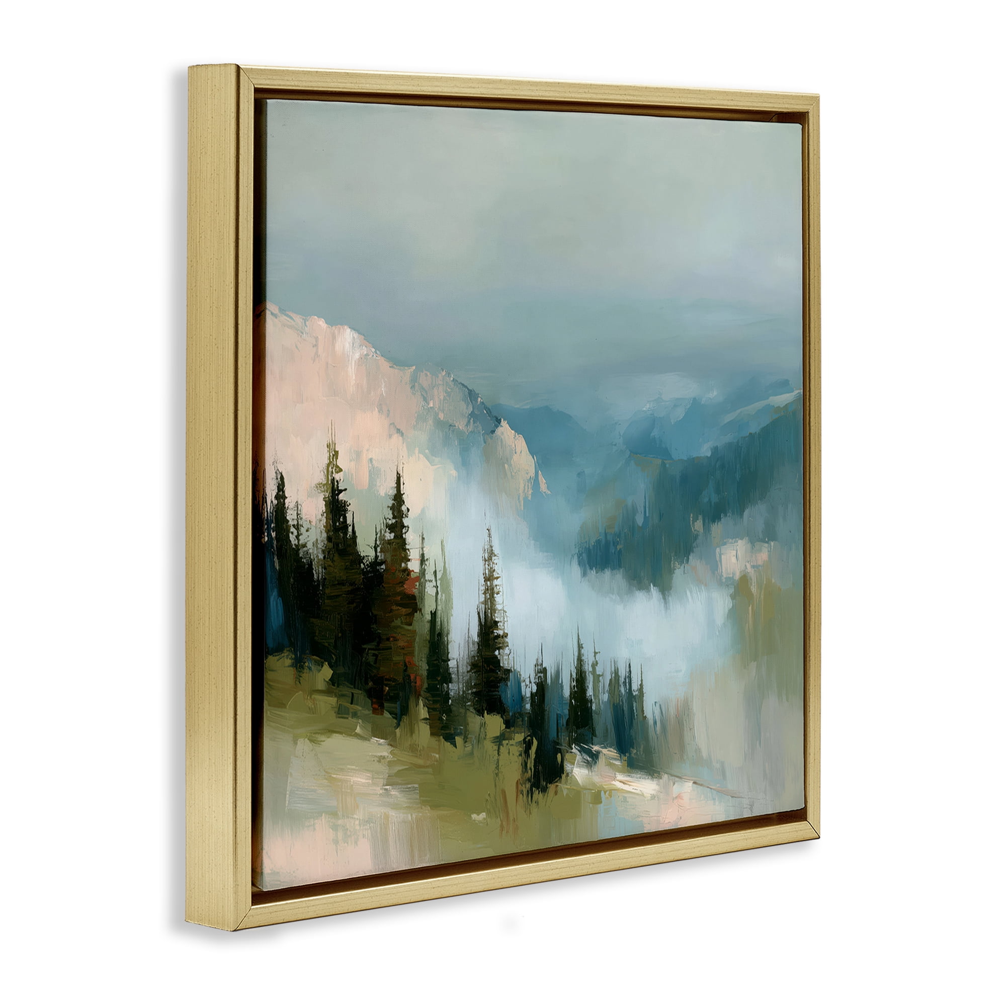 Stupell Industries Mountain Forest Impression Gold Framed Floater Canvas Wall Art, design by Kim Curinga