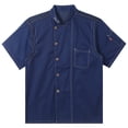 thumbnail image 3 of Doomiva Unisex Short Sleeve Chef Coat Men's Chef Jacket Chef Uniform Button Chef Uniform Shirt Navy Blue M, 3 of 8