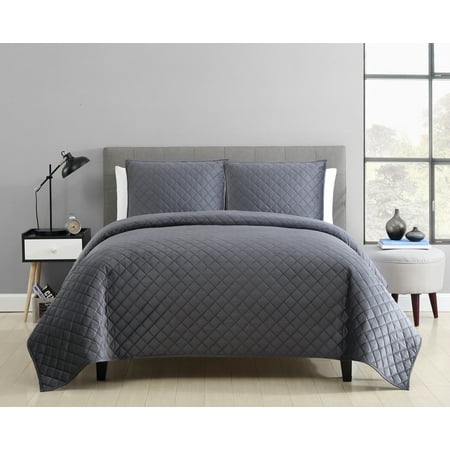 Mainstays Soft Plush Mink Velvet Grey Quilt Collection