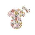 thumbnail image 1 of EYIIYE Toddler Little Girl 2 Piece Summer Set 0 3M 6M 9M 12M 18M Infant Baby One-piece Rompers Round Neck Jumpsuits Daisy Print Ribbed Short Sleeve Bods Fashion Casual Cute Outfits for Daily, 1 of 7