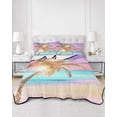 thumbnail image 3 of Coastal Twin XL Size Down Alternative Comforter, Lightweight Comforter Quilt Bedding Set with Pillow Shams Ocean Palm Tree Summer Beach Purple Blue All Seasons Bed Comforter Duvet Insert 68"x98", 3 of 7