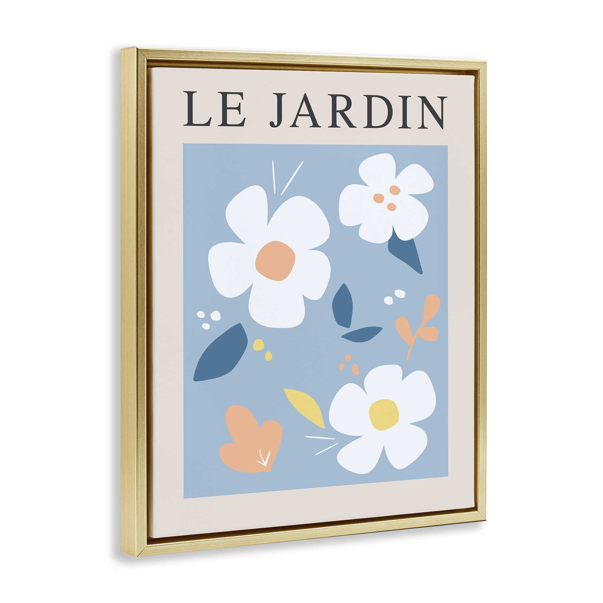 Stupell Industries Bouncing Floral Le Jardin Gold Framed Floater Canvas Wall Art, design by Anna Quach