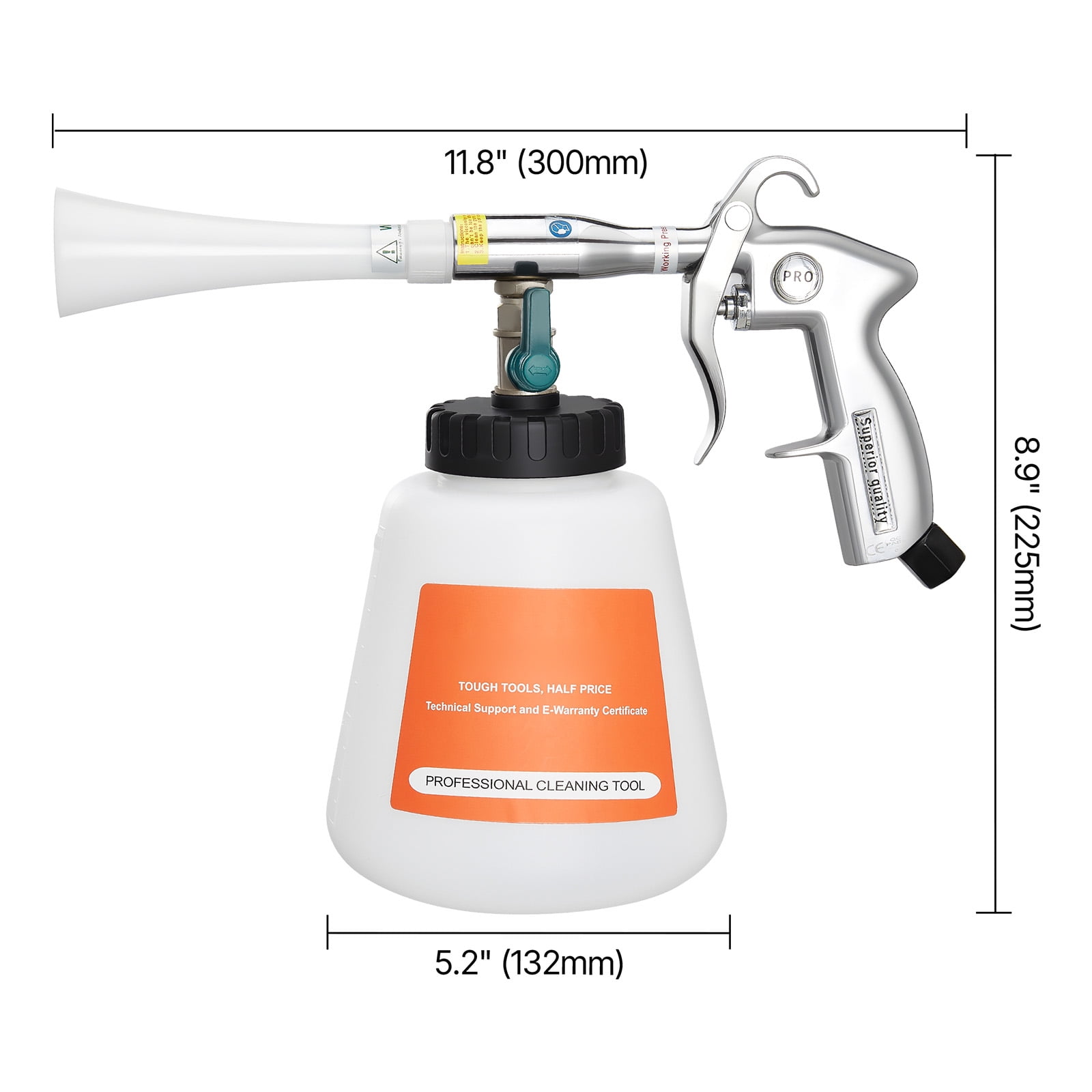 KFFKFF High-Pressure Car Cleaning Gun, 6-9.2 Bar Air Blow Gun with Dual Nozzles & 1L Liquid Bottle, Vortex Cleaning Tool for Efficient Dirt and Dust Removal, Compatible with 1/4 NPT Air Compressors