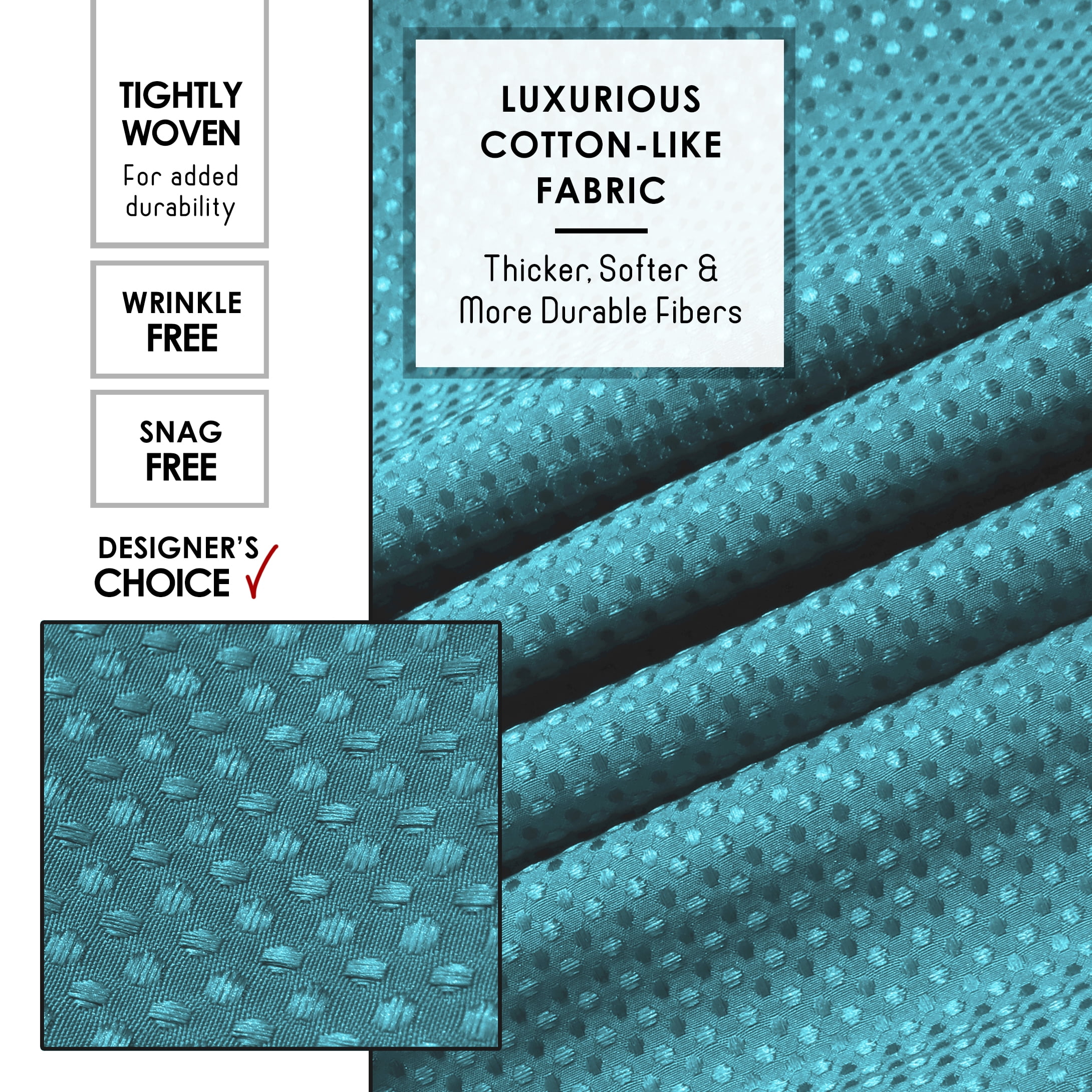 (3 pack) LammaLoe Teal Shower Curtain, Waffle Weave Heavy Duty Fabric Shower Curtain, 72” x 72" Hotel Luxury 256 GSM Bathroom Curtains