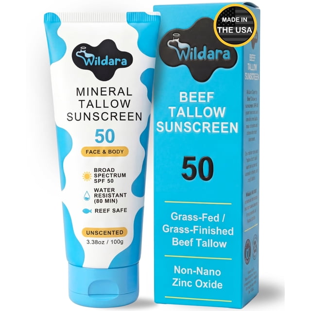 Protector solar Wildara de sebo de res SPF 50 con zinc mineral 100 g