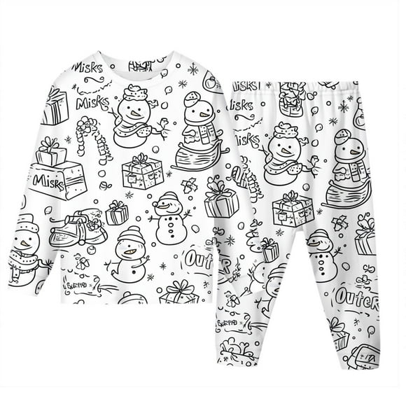 Kid DIY Hand Painted Homewear Set Colouring Pajama Sets For Boy And Girl Can Play With And Wea Pajamas for Boys 18month Boy Clothes 18mo Clothes Kids 5t Boys Kids Nightwear Footed Paja White 4-5 Years