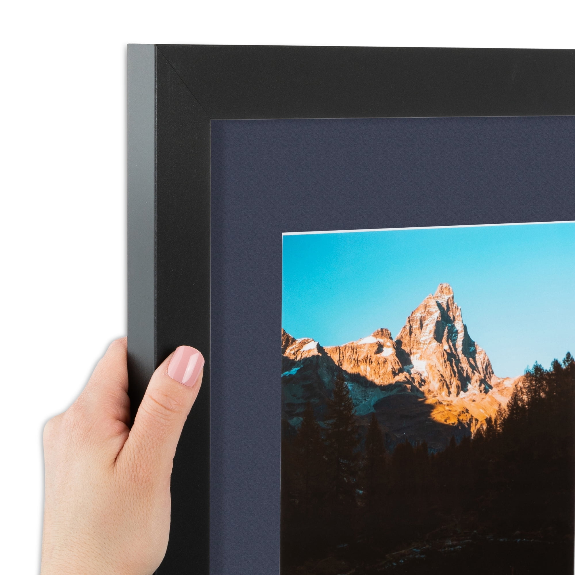ArtToFrames 16x22" Matted Picture Frame with 12x18" Single Mat Photo Opening Framed in 1.25" Satin Black and 2" Blue Jay Mat (FWM-3926-16x22)