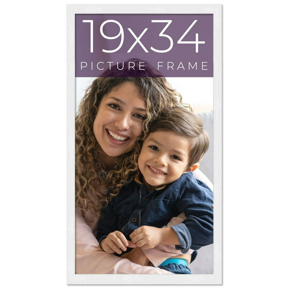 19x34 Frame White Real Wood Picture Frame Width 0.75 inches | Interior Frame Depth 0.5 inches |