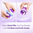 thumbnail image 3 of Pill Crusher and Cutter 3-in-1, Stainless Steel Grinder for Fine Powder with Storage Container, Purple, 3 of 8