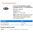 thumbnail image 2 of Left Driver Side Headlight Assembly - Compatible with 2011 - 2013 BMW 335is 2012, 2 of 2