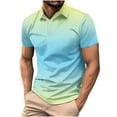 thumbnail image 2 of Vetsdori Shirts for Men Polo Short Sleeve Pull-On Gradient Print Collared Office Outdoor Mint Green Mens T-Shirts Travel, 2 of 6