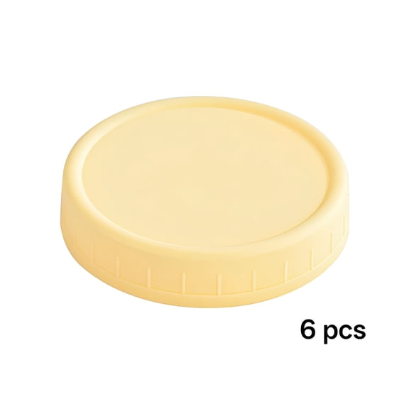 ACDANC 6 Pack Beige Mason Jar Lids with Silicone Rings,Wide Mouth Canning Lids,86Mm Mason Jar Lids Ball Jar Lids
