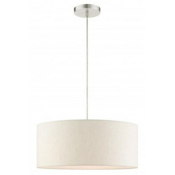 3 Light Drum Pendant in Minimalist Style 18 inches Wide By 12 inches High-Brushed Nickel Finish Bailey Street Home 218-Bel-4363121