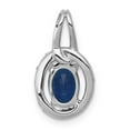 thumbnail image 3 of 14K White Gold Charm Pendant Sapphire Oval Blue Diamond Round, 3 of 4