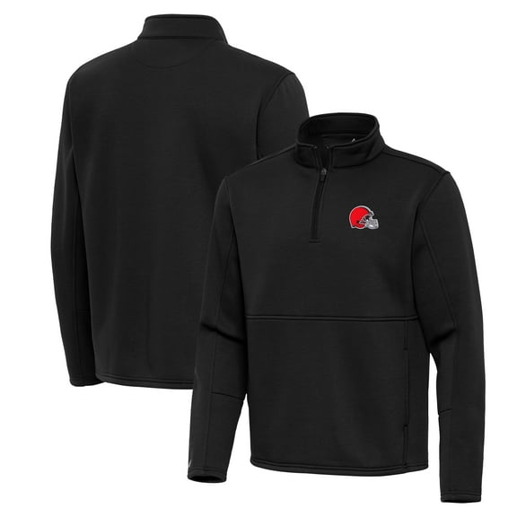 Men's Antigua Black Cleveland Browns Twist Quarter-Zip Pullover Jacket