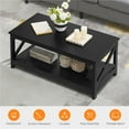 thumbnail image 3 of Yaheetech Table Basse Moderne à 2 Niveaux avec Tablette de Rangement pour Salon, Noir, 3 of 7