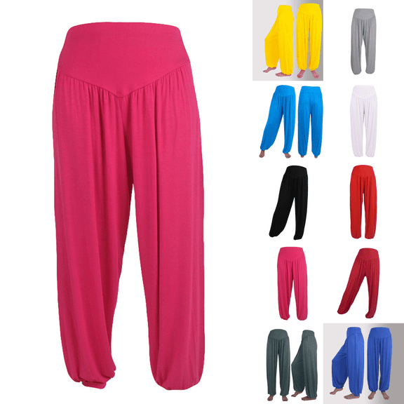 Harem Pants for Women Joggers Pull On Summer Workout Super Soft Yoga Pants Dance Trousers Lounge Pant Hot Pink 2XL