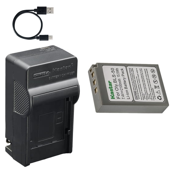 Kastar 1-Pack Battery and AC & USB-C Charger, Compatible with Olympus BLS-50, PEN E-P/E-PL/E-PM Series, OM-D E-M10 II/III/IV, OM-D E-M5 Mark III, OM-5, Stylus 1/1s, and E-System E-400–E-620 Camera