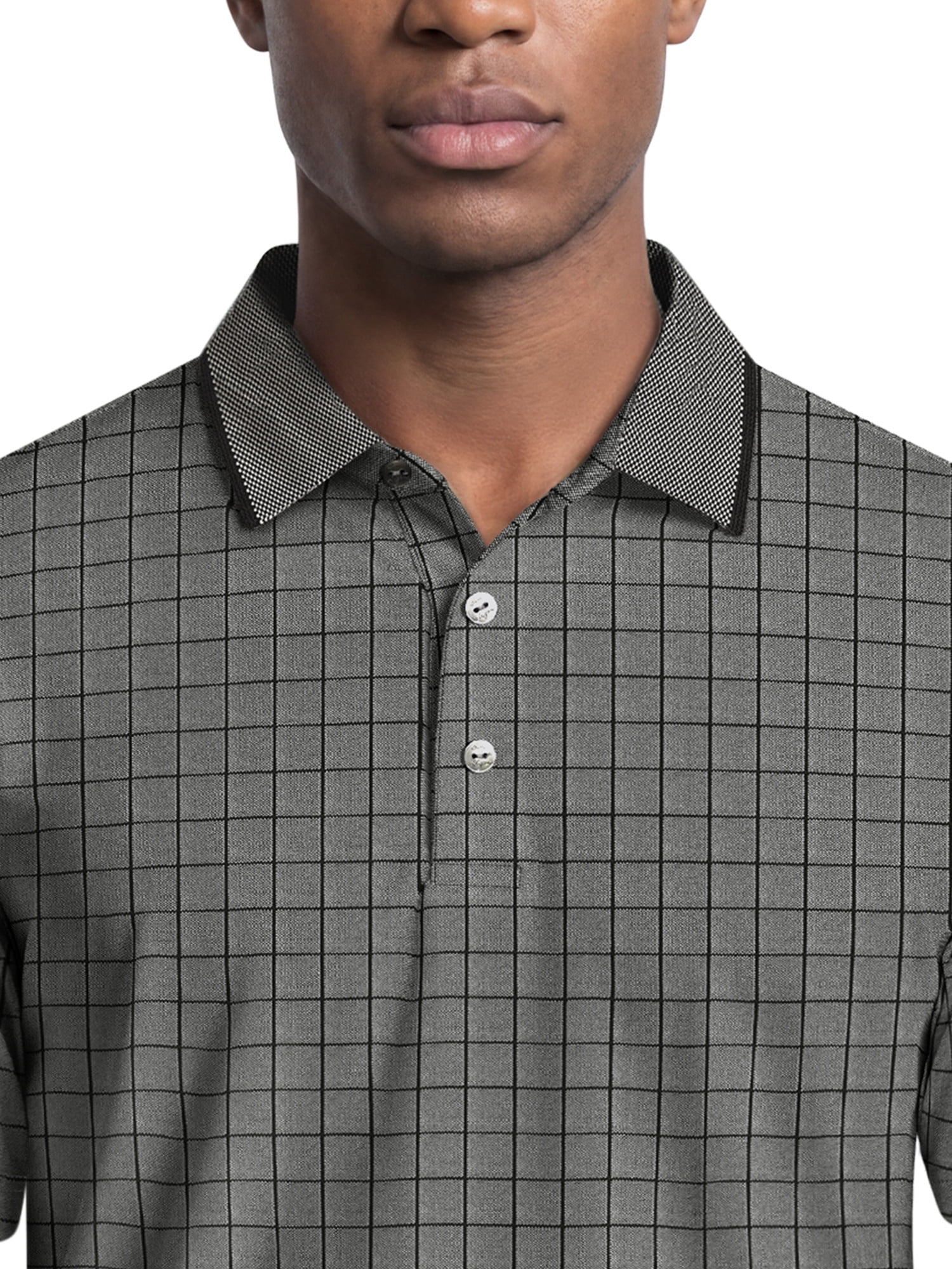 Ben Hogan Performance Men's & Big Men's Windowpane Jacquard Short Sleeve Golf Polo Shirt, Sizes S-4XLT