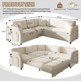 thumbnail image 2 of 85.1" Reversible L-Shaped Pull-Out Sofa Bed with USB Port & Side Pocket, Oversize Teddy Fleece Sectional Sleeper Couch (Left/Right Convertible, White), 2 of 8