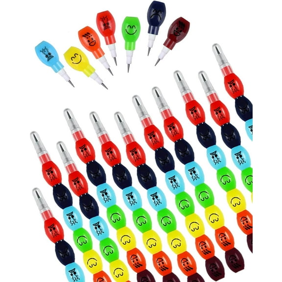 24 Bulk Shaped Smiling Stacking Pencil Assortment