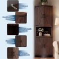 thumbnail image 3 of 64.8" Brown Tall Farmhouse Corner Storage Cabinet, Freestanding Triangle Pantry with Adjustable Shelves for Bathroom, Kitchen & Living Room, 3 of 7
