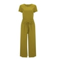 thumbnail image 5 of MSJUHEG Jumpsuits For Women Dressy Joggers For Women Women'S Solid Color High Waist Short Sleeve Showing Thin Trousers Women'S Fashion Casual Loose Type Jumpsuit Jumpsuit Yellow Xl, 5 of 5