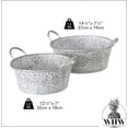 thumbnail image 3 of Rustic Metal Planters, Set of 2, Floral Pattern, White Washed Finish, Metal, Cache Pot Jardinieres, Distressed Grey Finish, 14.5 and 12.5 Diameter, 3 of 6