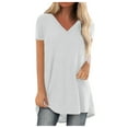 thumbnail image 2 of Puntoco 2024, tops a la moda de verano para mujer, camiseta para mujer, camiseta de manga corta con cuello en V, blusa holgada informal, camiseta básica, tops tipo túnica, 2 of 5